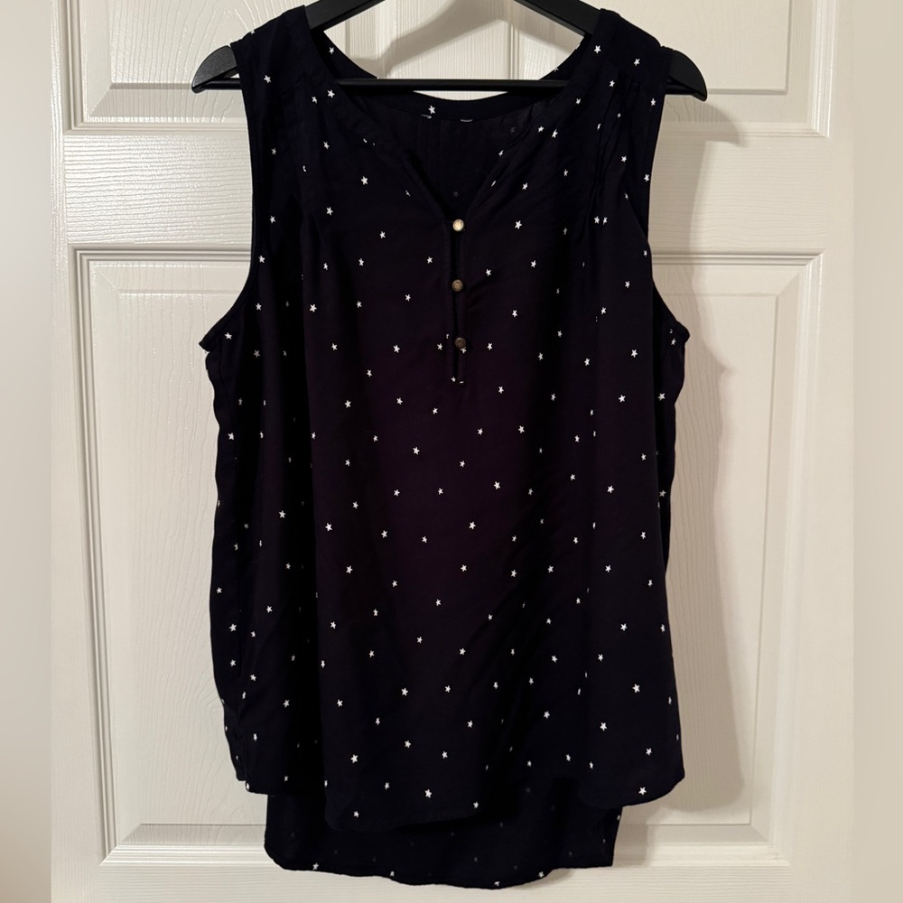 Sonoma Women’s XL Black White Star Print Sleeveless Top